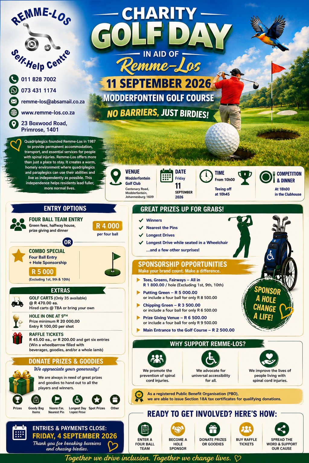 Charity Golf Day Remme-Los Self Help Centre